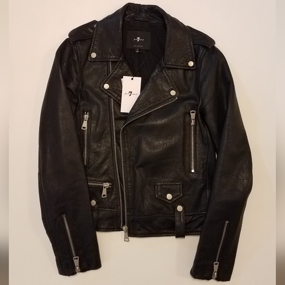 7 For All Mankind Leather Motorcycle Jacket - Picture 8 of 14